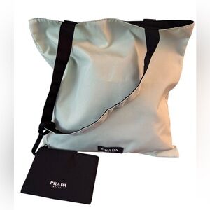 Prada Beauty Reversible Tote Bag w/ Pouch & Dust Bag Black & Mint Green